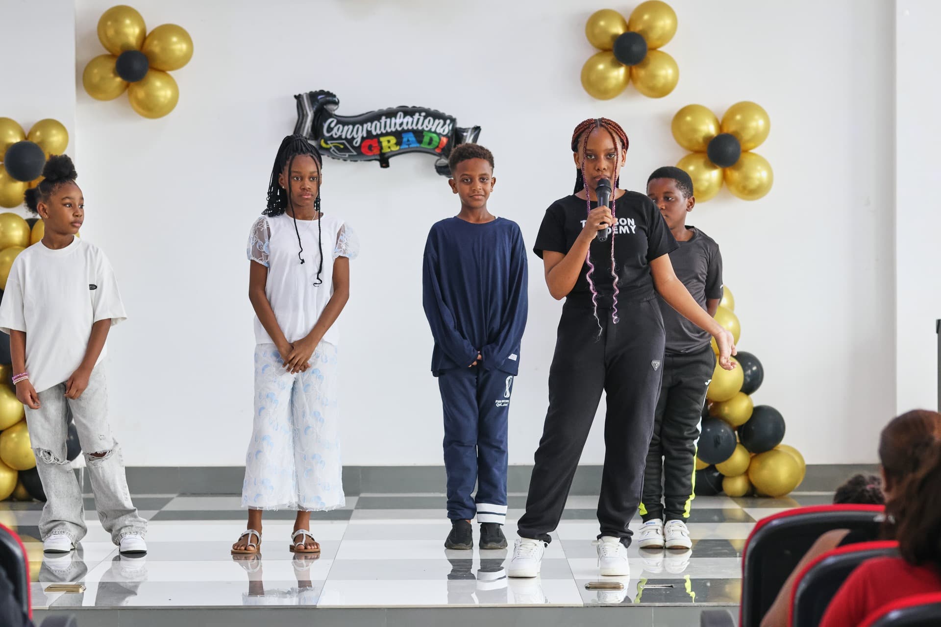 A student presenting a project